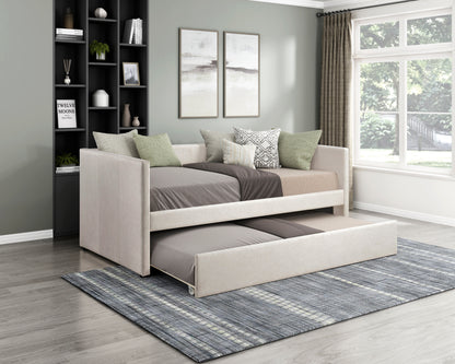 Homelegance Trudy Daybed with Trundle Beige Upholstery 4987BE