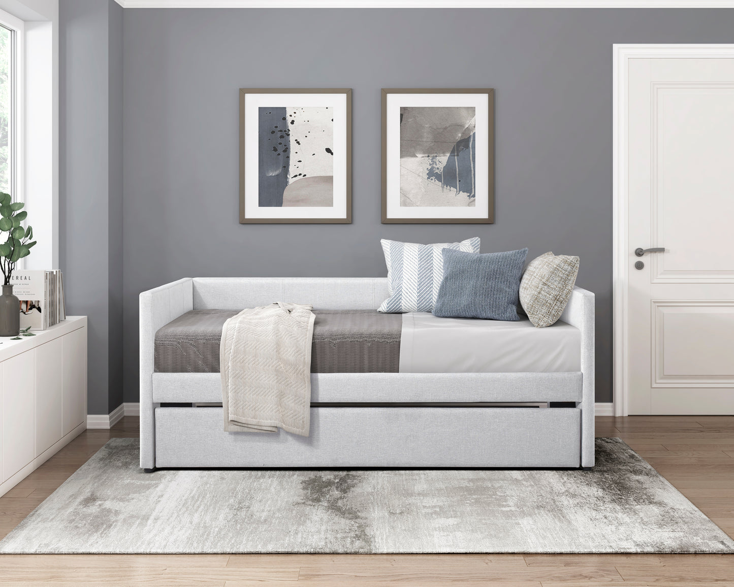 Homelegance Trudy Daybed with Trundle Gray Fabric 4987GY
