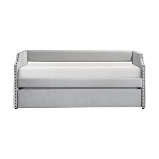 Homelegance Daybed with Trundle Light Gray Upholstered 4988LG