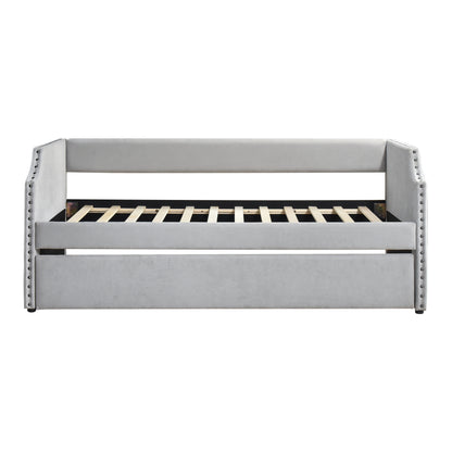 Homelegance Daybed with Trundle Light Gray Upholstered 4988LG