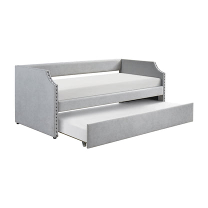 Homelegance Daybed with Trundle Light Gray Upholstered 4988LG