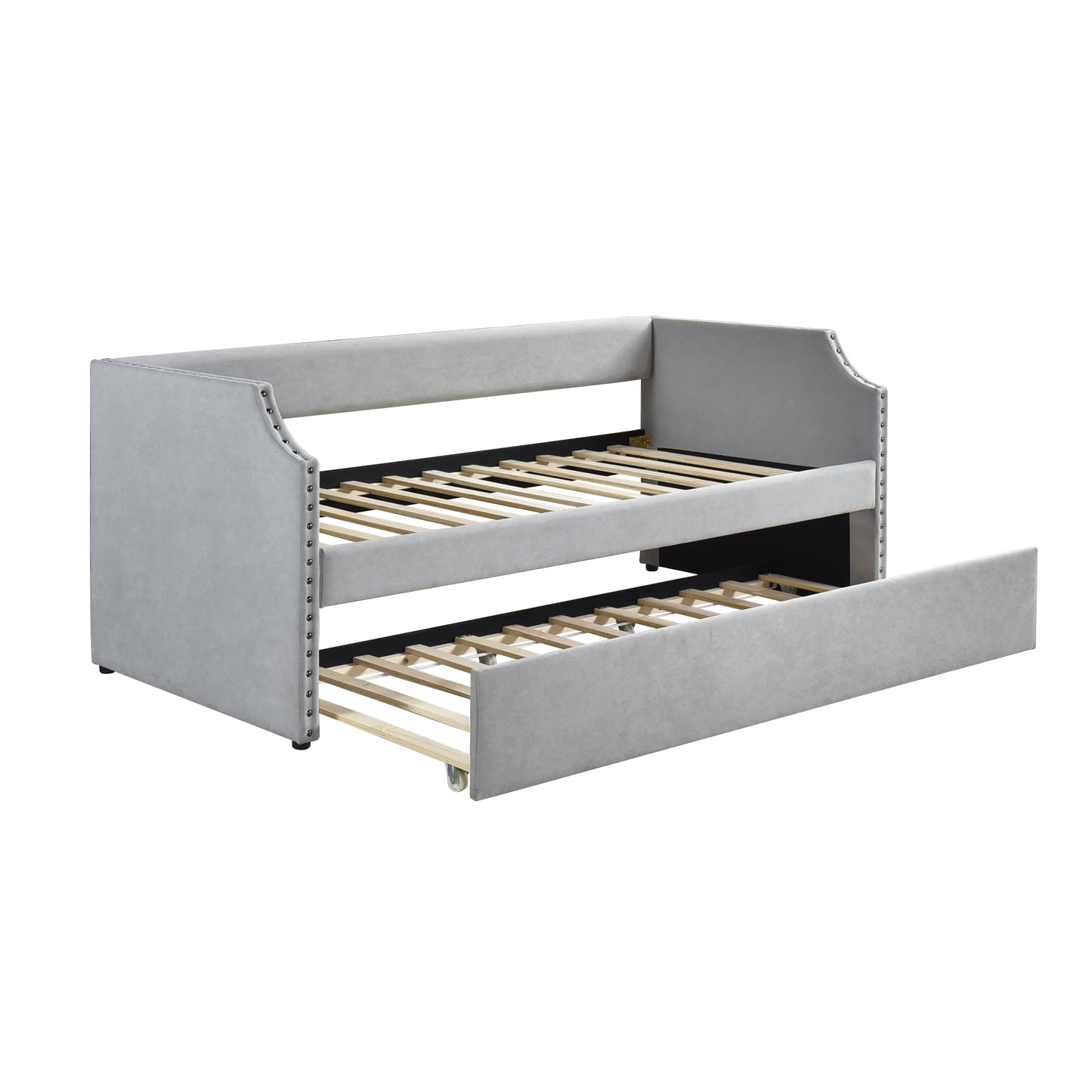 Homelegance Daybed with Trundle Light Gray Upholstered 4988LG
