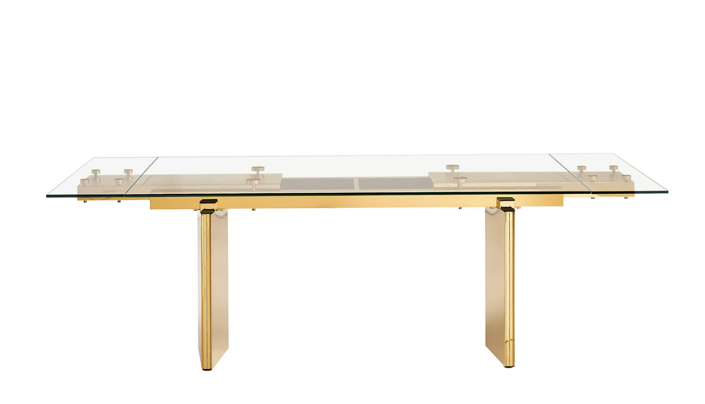 Modrest Nassim Glam Glass Extendable Dining Table
