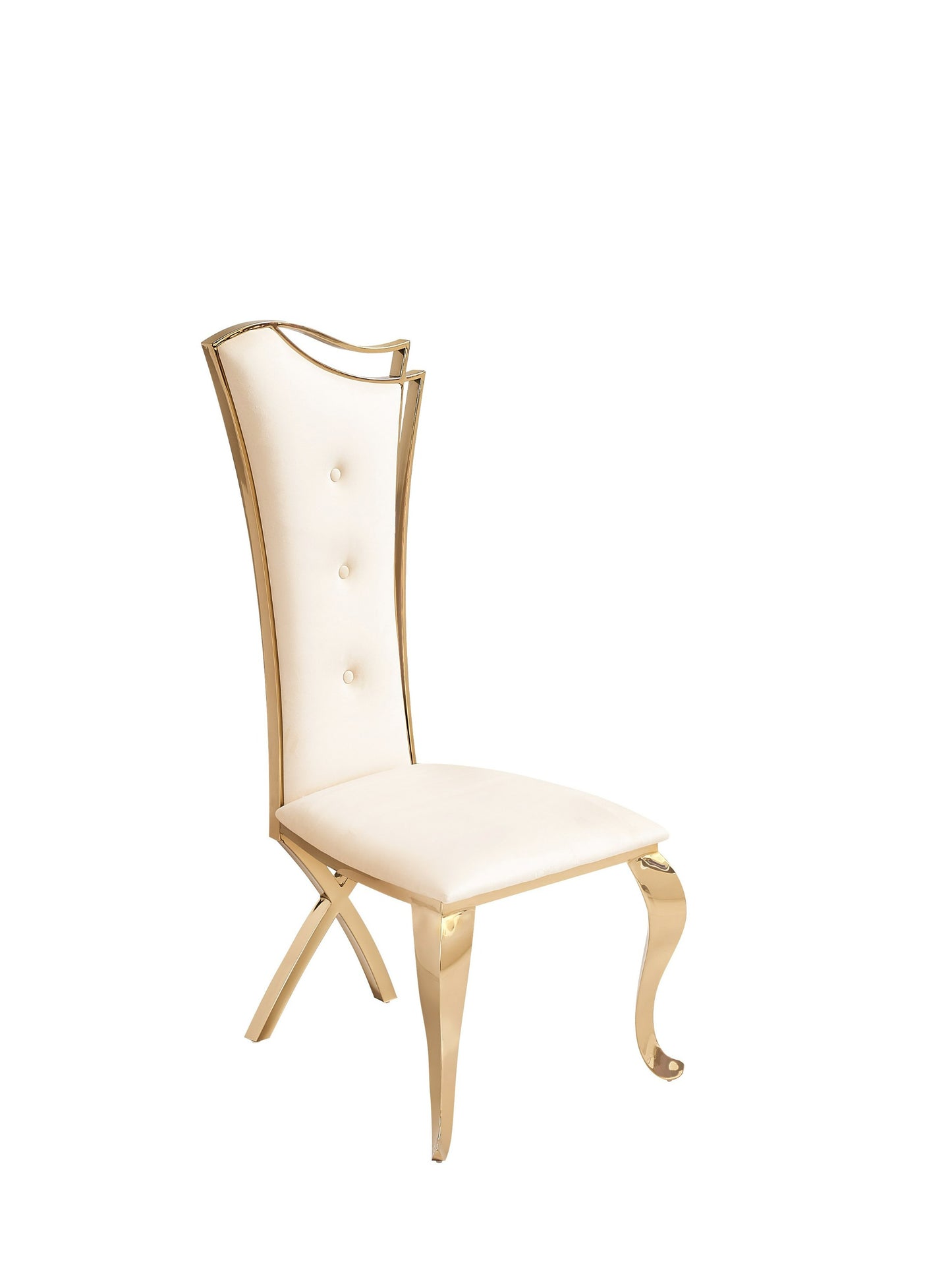 Modrest Bonnie Modern Beige Velvet and Champagne Gold Dining Chair