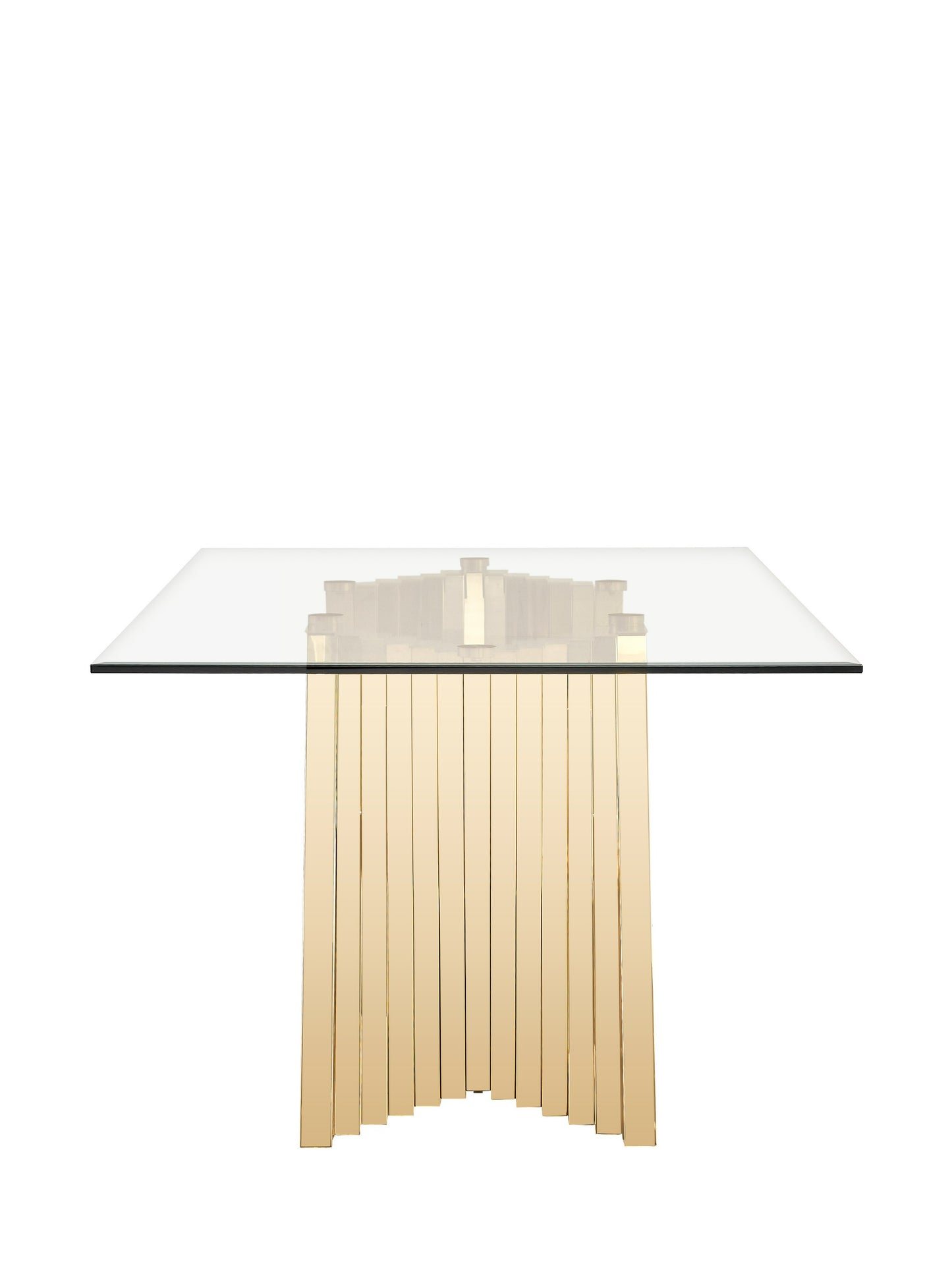 Modrest Buquet Glam Glass Champagne Gold Rectangular Dining Table