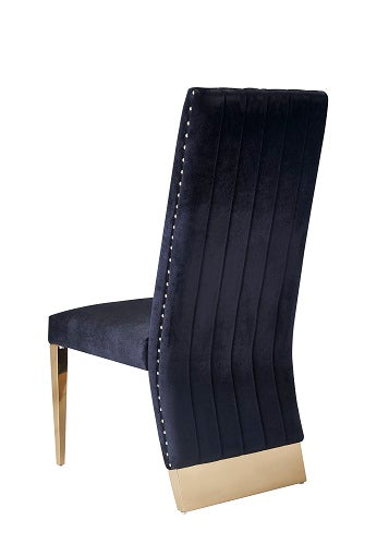 Modrest Keisha Modern Black Velvet and Gold Dining Chair Set of 2