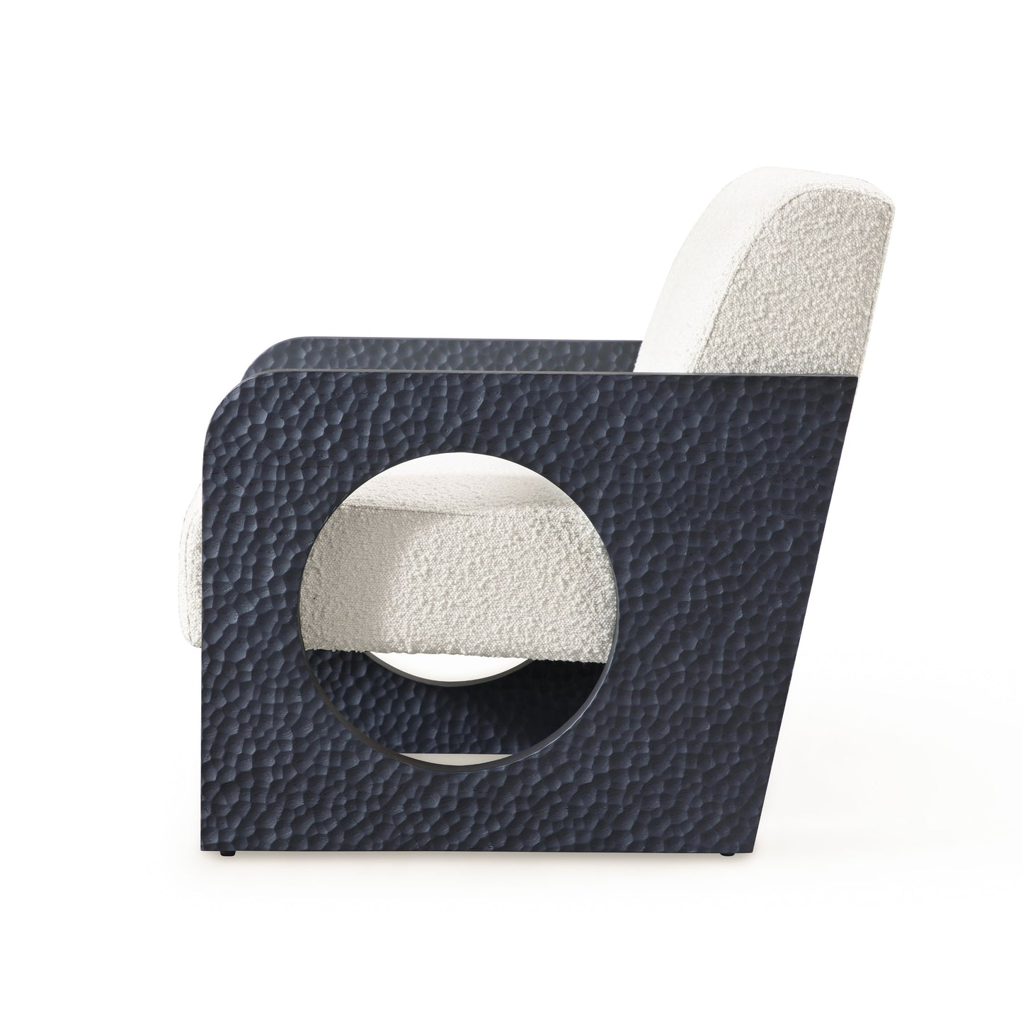 Modrest Midland Modern Off White Fabric Black Oak Accent Chair