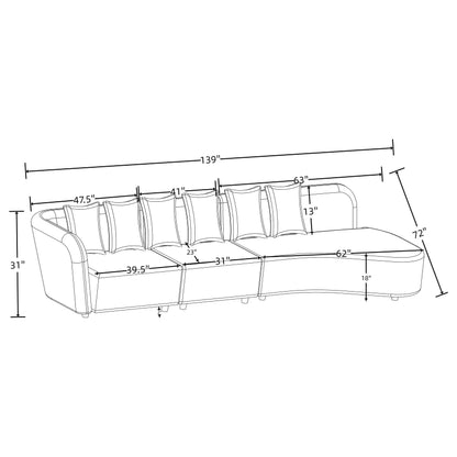Fayette 3-piece Upholstered Sectional Sofa Greige