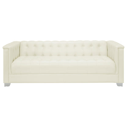 Chaviano 2-piece Upholstered Track Arm Sofa Set Pearl White