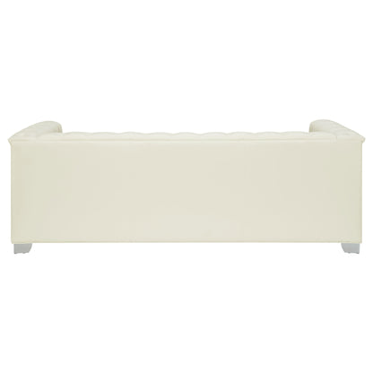 Chaviano 2-piece Upholstered Track Arm Sofa Set Pearl White