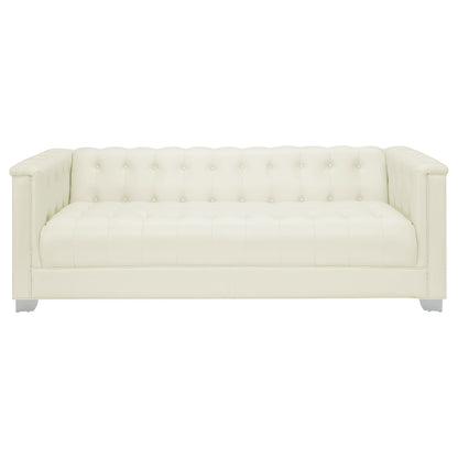 Chaviano 3-piece Upholstered Track Arm Sofa Set Pearl White