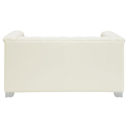 Chaviano Upholstered Track Arm Loveseat Pearl White