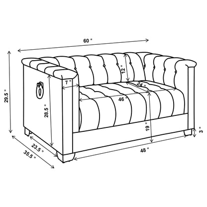 Chaviano Upholstered Track Arm Loveseat Pearl White