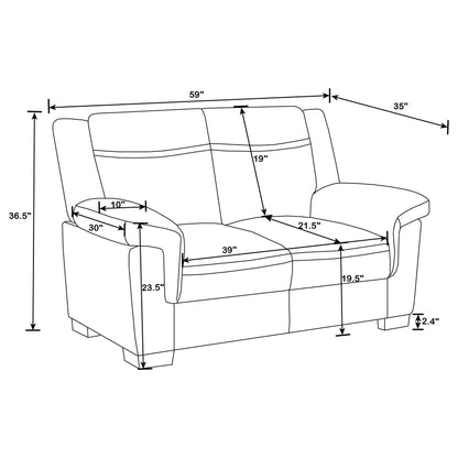 Arabella Upholstered Padded Arm Loveseat Grey
