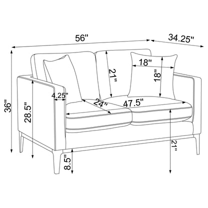 Apperson Upholstered Track Arm Loveseat Light Grey