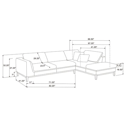 Persia Upholstered Track Arm Sectional Sofa Grey