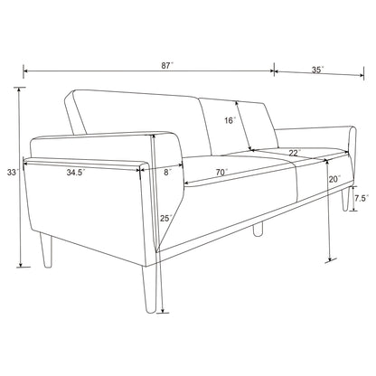 Rilynn 2-piece Upholstered Track Arm Sofa Set Brown