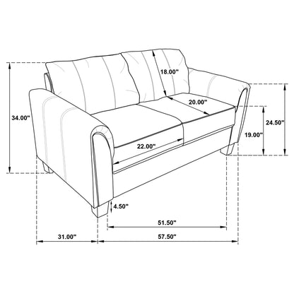 Davis 3-piece Upholstered Rolled Arm Sofa Grey