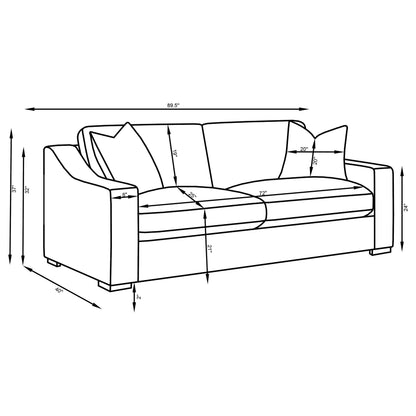 Ashlyn 3-piece Upholstered Sloped Arm Sofa Set White