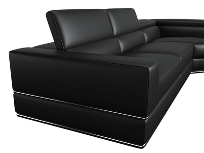 Divani Casa Pella Modern Black Italian Leather U Shaped Sectional Sofa