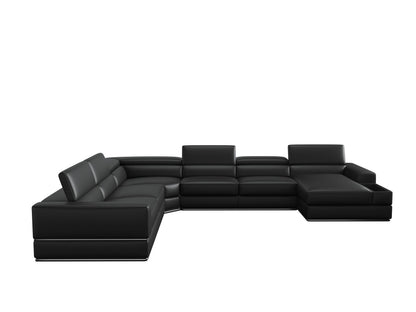 Divani Casa Pella Modern Black Italian Leather U Shaped Sectional Sofa