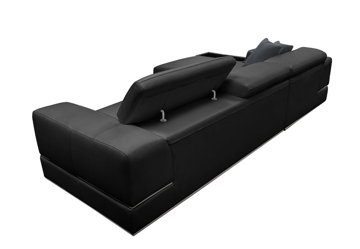 Divani Casa Pella Mini Modern Black Leather Left Facing Sectional Sofa