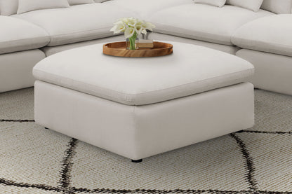 Hobson Square Upholstered Ottoman Ivory