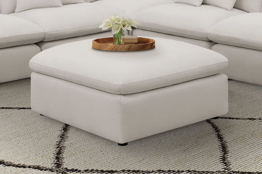 Hobson Square Upholstered Ottoman Ivory