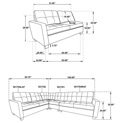 Georgina Upholstered LAF Loveseat Steel Grey
