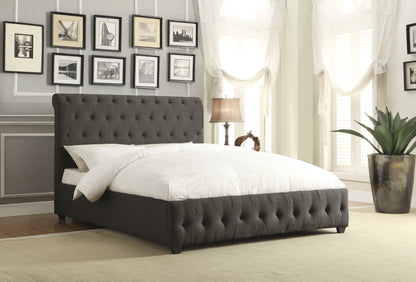 Homelegance Queen Bed Baldwyn Dark Gray Upholstery Elegant Design 5789N-1