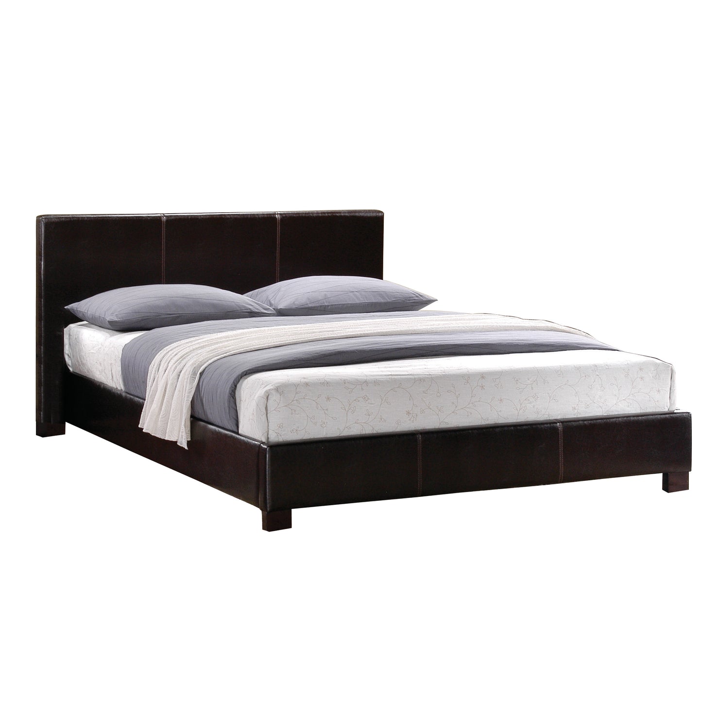 Homelegance Queen Bed Zoey Dark Brown Faux Leather Upholstery Elegant Design 5790-1