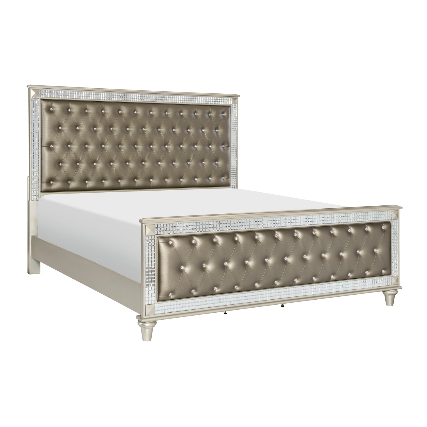 Homelegance Queen Bed Silver Juliette Elegant Design with Tufted Headboard 5844-1