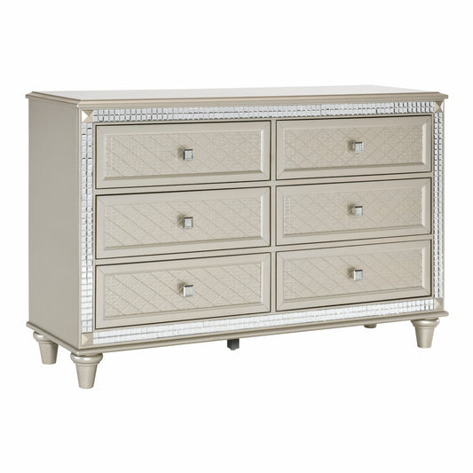 Homelegance Dresser Juliette Champagne Finish with Diamond Pattern Drawer Fronts 5844-5