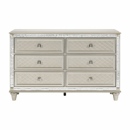 Homelegance Dresser Juliette Champagne Finish with Diamond Pattern Drawer Fronts 5844-5