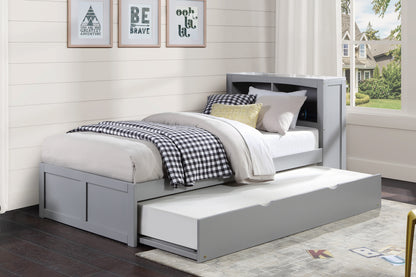 Homelegance Twin Bookcase Bed with Twin Trundle Gray Orion B2063BC-1R