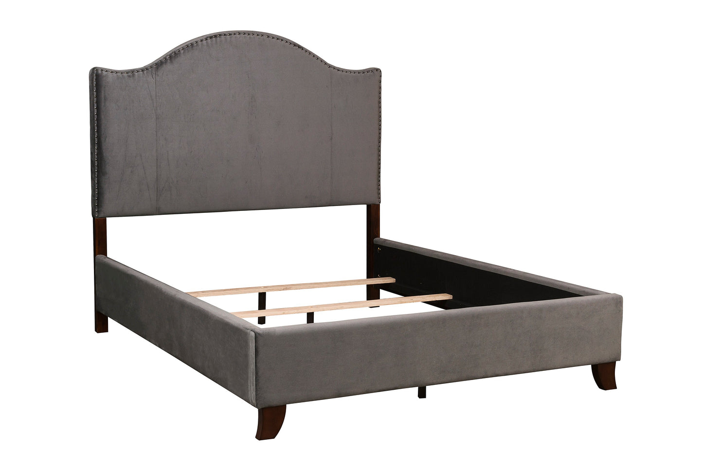 Homelegance Queen Bed Carlow Gray Velvet Elegant Design 5874GY-1