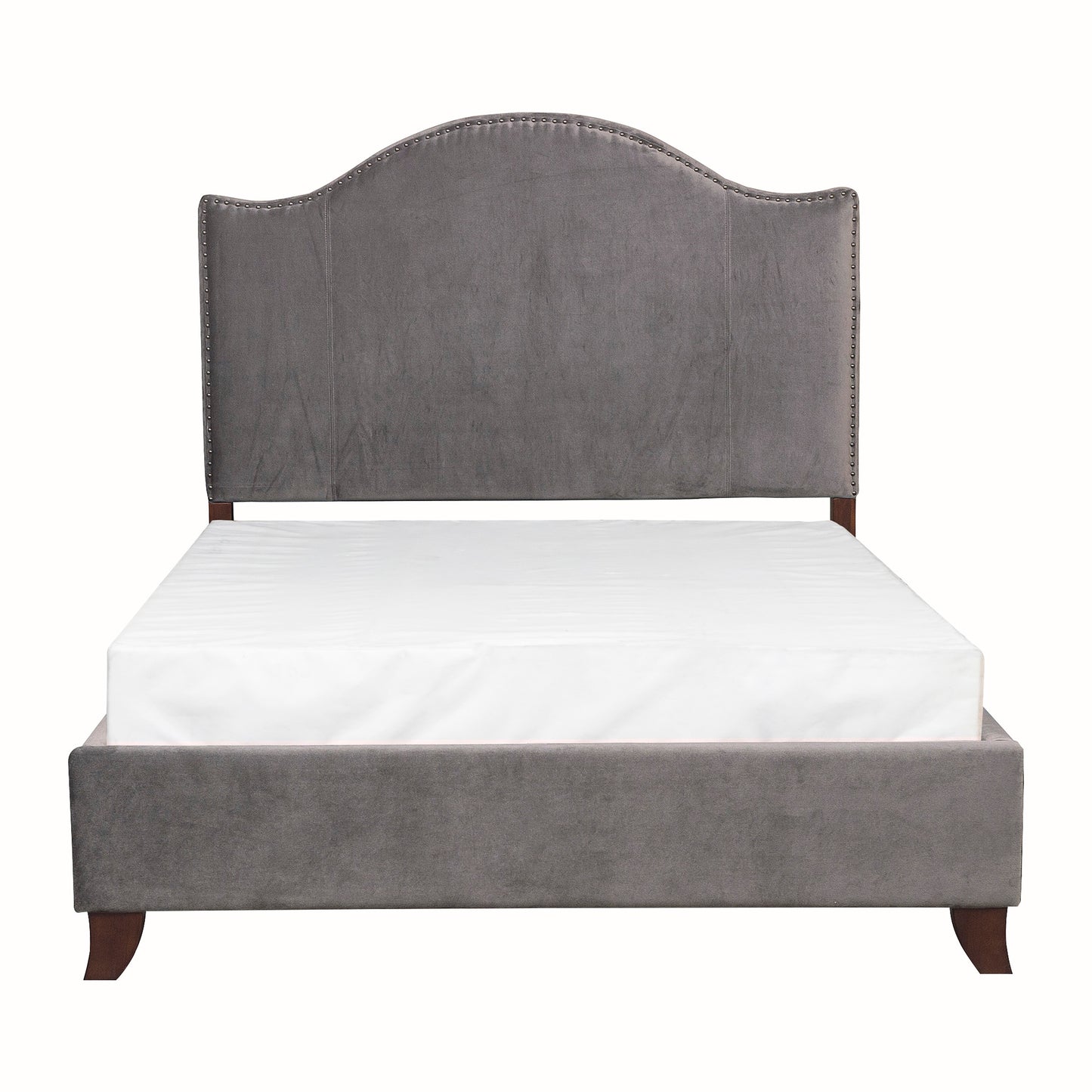 Homelegance Queen Bed Carlow Gray Velvet Elegant Design 5874GY-1