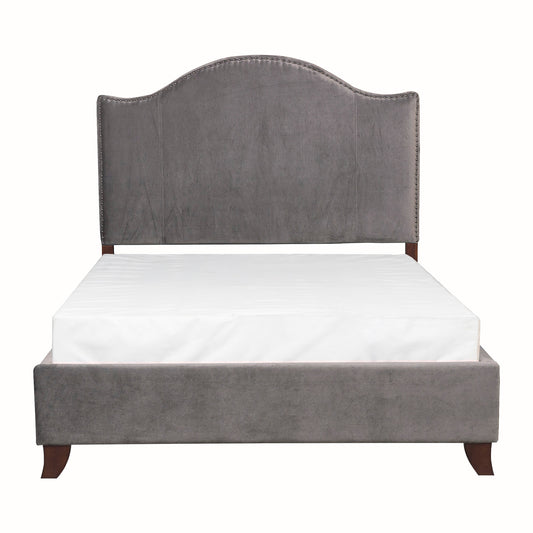 Homelegance Queen Bed Carlow Gray Velvet Elegant Design 5874GY-1