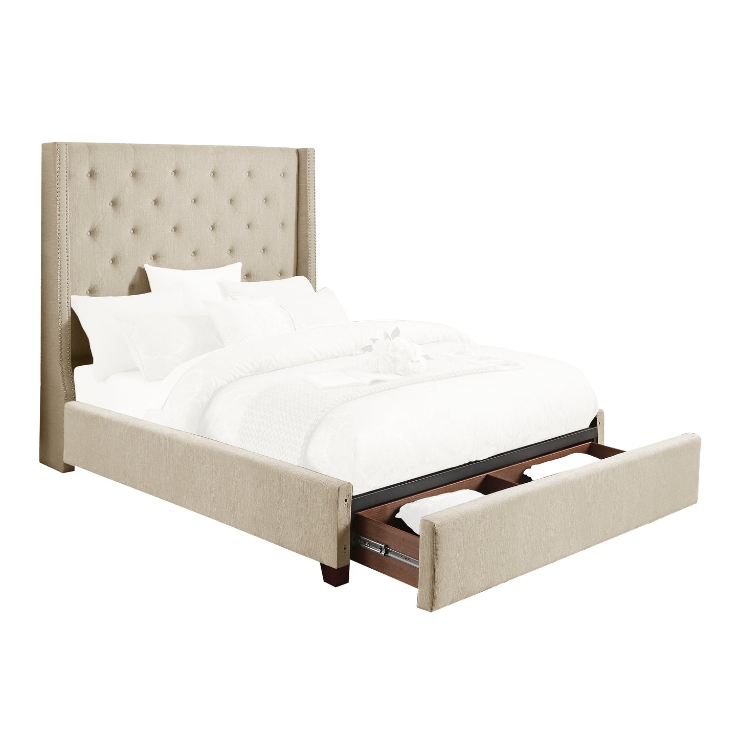 Homelegance Fairborn Queen Bed Beige with Storage Drawers 5877BE-1DW