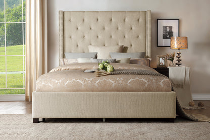 Homelegance Queen Bed Fairborn Beige Upholstery Elegant Design 5877BE-1
