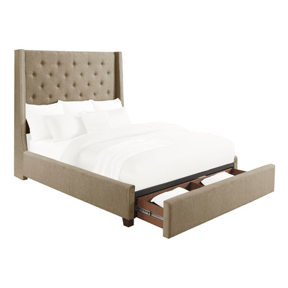Homelegance Queen Bed Fairborn Brown Fabric with Storage 5877BR-1DW