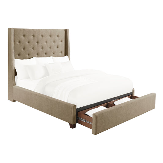 Homelegance Queen Bed Fairborn Brown Fabric with Storage 5877BR-1DW