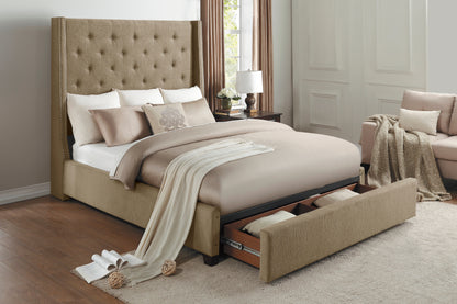 Homelegance Queen Bed Fairborn Brown Fabric with Storage 5877BR-1DW