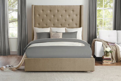 Homelegance Queen Bed Fairborn Brown Fabric with Storage 5877BR-1DW