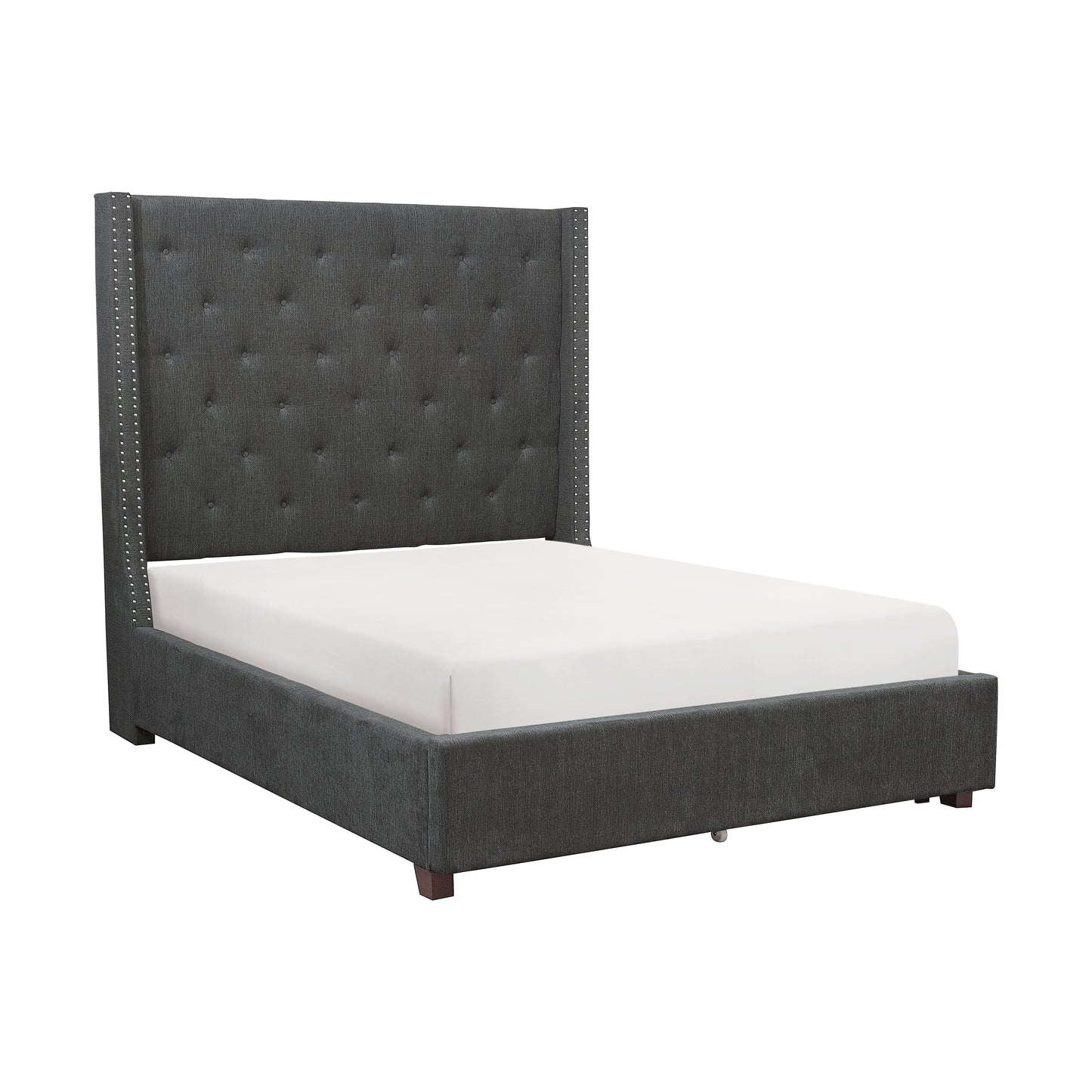 Homelegance Queen Bed Fairborn Gray Upholstery with Storage Drawers 5877GY-1DW