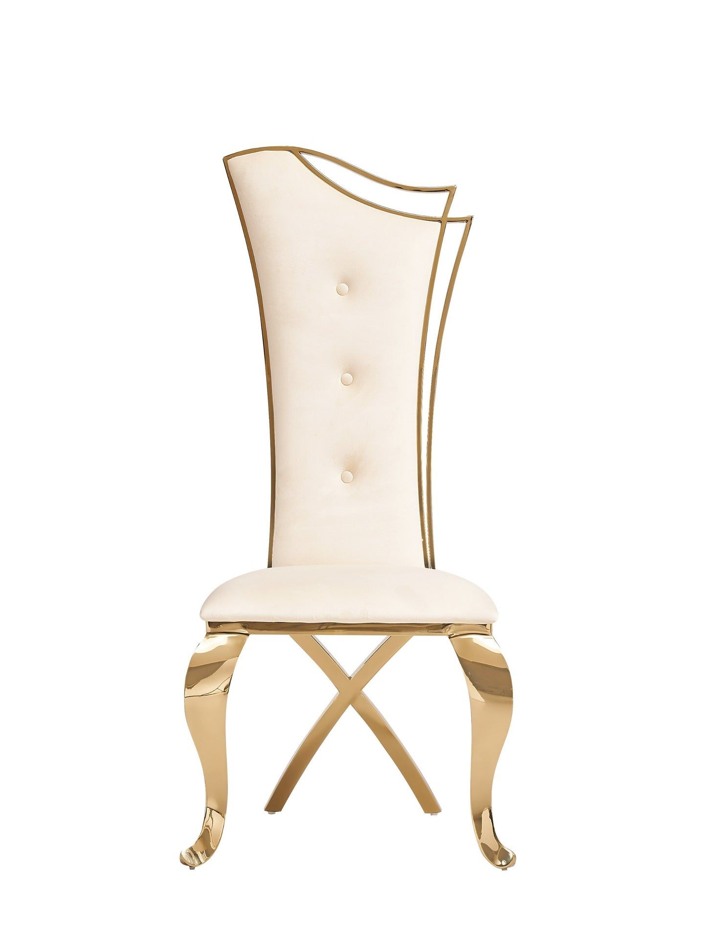 Modrest Bonnie Modern Beige Velvet and Champagne Gold Dining Chair
