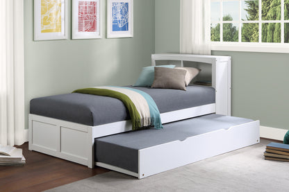 Homelegance Twin Bookcase Bed with Twin Trundle in White B2053BCW-1R