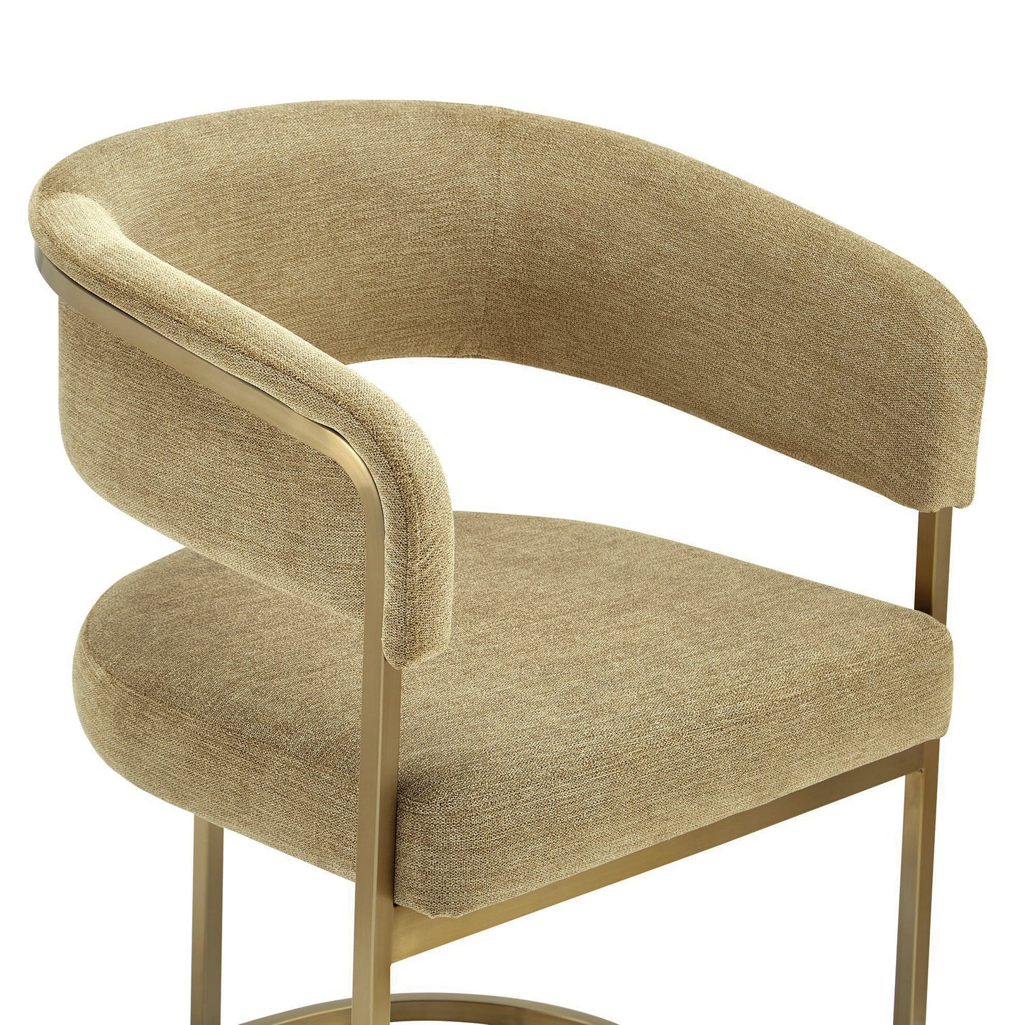 Modrest Sebastian Modern Brown Fabric Antique Brass Dining Chair