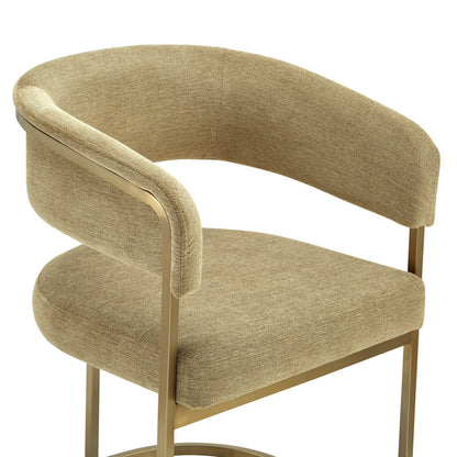 Modrest Sebastian Modern Brown Fabric Antique Brass Dining Chair