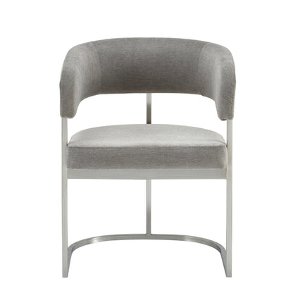 Modrest Sebastian Modern Grey Fabric Stainless Steel Dining Chair